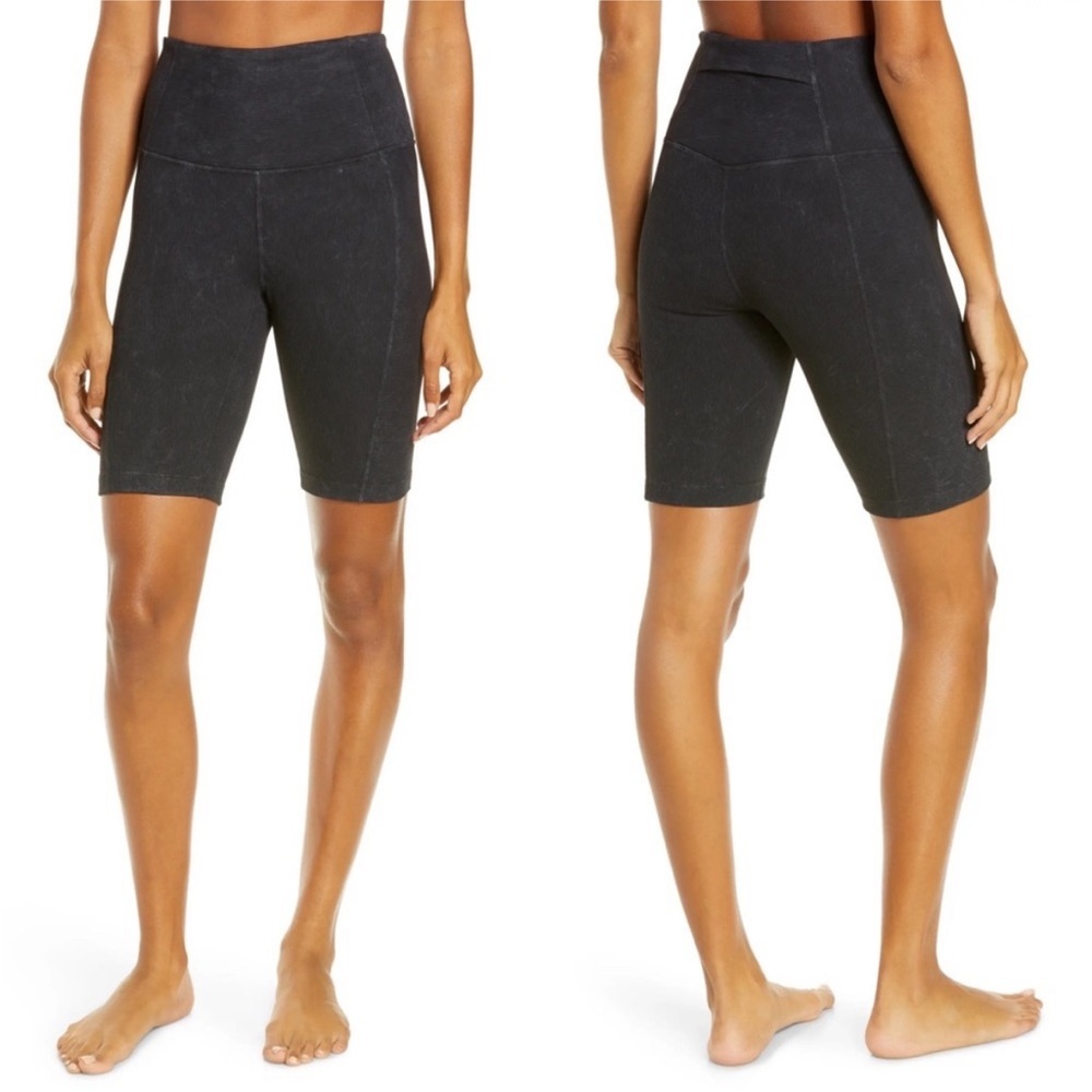 NEW Nordstrom Zella Snow Wash Ribbed Biker Shorts Size XS High Rise Bike Active